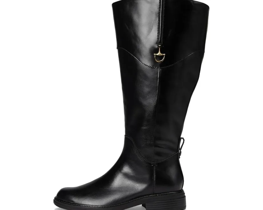 Naturalizer 27 Edit Oslo Extra Wide Calf Riding Boots Black Leather Hot
