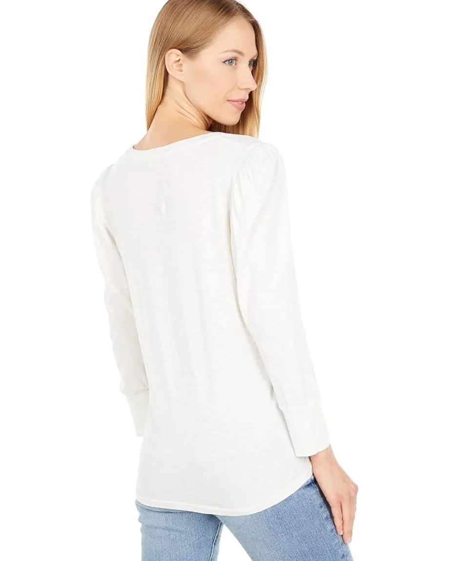Women SUNDRY 3/4 Puff Sleeve Pima Cotton Top