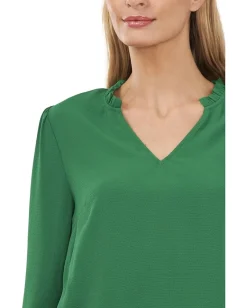 Women CeCe 3/4 Ruffled V-Neck Top