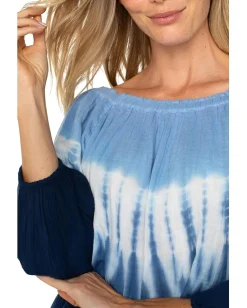 Women Liverpool Los Angeles 3/4 Sleeve Boat Neck Woven Top