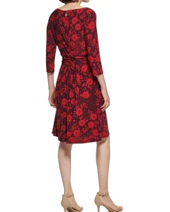 Women Tommy Hilfiger 3/4 Sleeve Jersey Ruched Fit-and-Flare