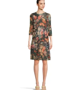 Women Johnny Was 3/4 Sleeve Mesh Midi Dress- Teyros