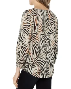 Women Liverpool Los Angeles 3/4 Sleeve Peasant Top with Pin Tucks