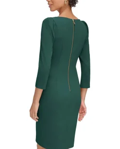 Women Calvin Klein 3/4 Sleeve Round Neck Sheath