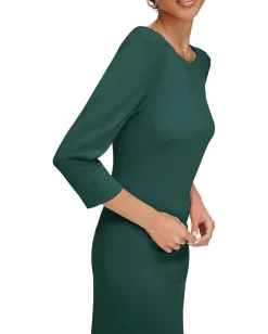 Women Calvin Klein 3/4 Sleeve Round Neck Sheath