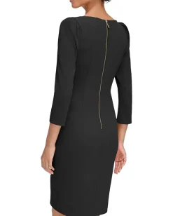 Women Calvin Klein 3/4 Sleeve Round Neck Sheath