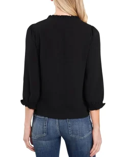 Women CeCe 3/4 Sleeve Ruffled V-Neck Blouse