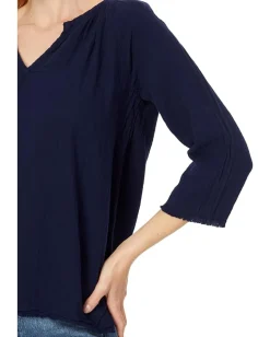 Women Mod-o-doc 3/4 Sleeve Split Neck Top