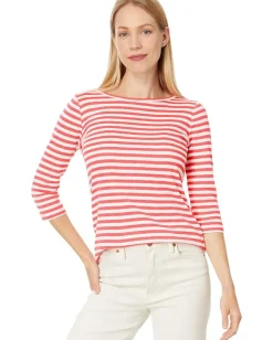 NIC+ZOE 3/4 Sleeve Stripe Boat Tee Brick Online