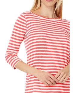 NIC+ZOE 3/4 Sleeve Stripe Boat Tee Brick Online