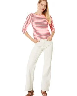 NIC+ZOE 3/4 Sleeve Stripe Boat Tee Brick Online