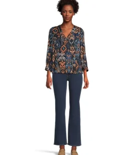 Women Liverpool Los Angeles 3/4 Sleeve V-Neck Popover Woven Blouse