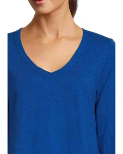 Mod-o-doc 3/4 Sleeve V-Neck Tee with Curved Hem Sapphire Discount