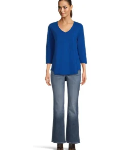 Mod-o-doc 3/4 Sleeve V-Neck Tee with Curved Hem Sapphire Discount