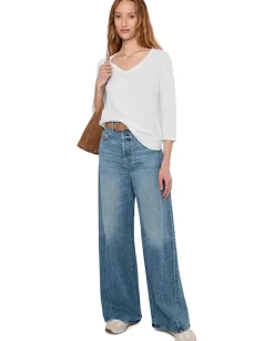 Women Mod-o-doc 3/4 Sleeve V-Neck Tee with Curved Hem