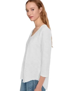 Women Mod-o-doc 3/4 Sleeve V-Neck Tee with Curved Hem