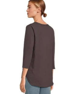 Women Mod-o-doc 3/4 Sleeve V-Neck Tee with Curved Hem