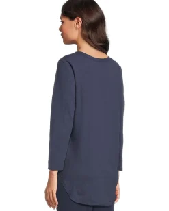 Women Mod-o-doc 3/4 Sleeve V-Neck Tee with Curved Hem