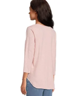 Women Mod-o-doc 3/4 Sleeve V-Neck Tee with Curved Hem