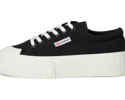 Superga 2631 Stripe Platform Black/White Avorio Clearance