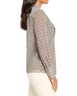 Women NIC+ZOE Abstract Dot Falling Chiffon Top