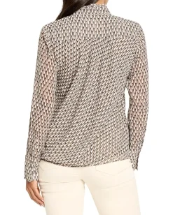 Women NIC+ZOE Abstract Dot Falling Chiffon Top