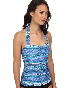 Badgley Mischka Adia Halter Tankini w/ Beads Multi Sale