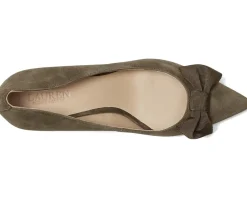 Lauren Ralph Lauren Adrienne Bow-Trim Suede Pumps Dark Olive Hot
