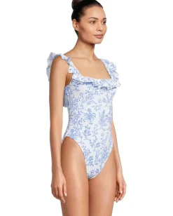 Lilly Pulitzer Aemma Ruffle One-Piece Resort White Tall Tales New