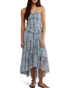 Free People Alejandra Midi Dress Soft Blue Combo Discount
