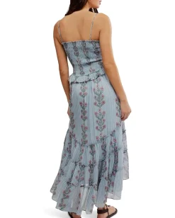 Free People Alejandra Midi Dress Soft Blue Combo Discount