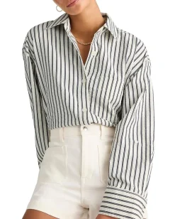 Madewell Alice Shirt Curved Yoke - Seersucker Grey Variegated Stripe Sale