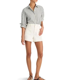 Madewell Alice Shirt Curved Yoke - Seersucker Grey Variegated Stripe Sale