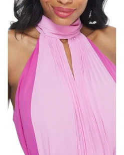 Women Maggy London All Over Pleat Dress with Waisted Tie and High Neck