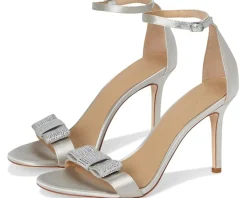 Lauren Ralph Lauren Allie Bow-Trim Satin Sandals Silver/Velvet Stones Online