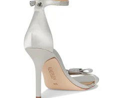 Lauren Ralph Lauren Allie Bow-Trim Satin Sandals Silver/Velvet Stones Online