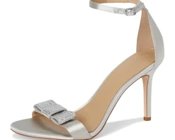 Lauren Ralph Lauren Allie Bow-Trim Satin Sandals Silver/Velvet Stones Online