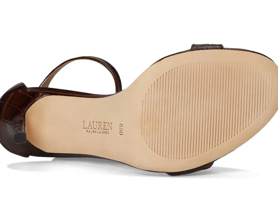 Women Lauren Ralph Lauren Allie Crocodile-Embossed Leather Sandals