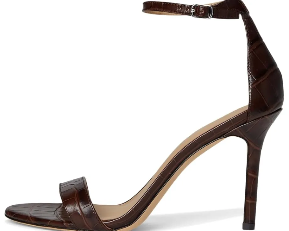 Women Lauren Ralph Lauren Allie Crocodile-Embossed Leather Sandals