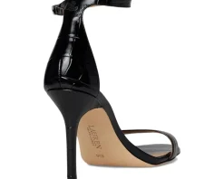 Lauren Ralph Lauren Allie Crocodile-Embossed Leather Sandals Black Online