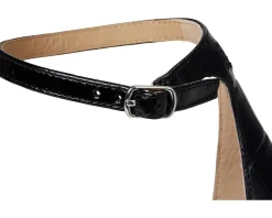 Lauren Ralph Lauren Allie Crocodile-Embossed Leather Sandals Black Online