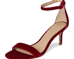 Lauren Ralph Lauren Allie Mid-Heel Velvet Sandals Lauren Red Clearance