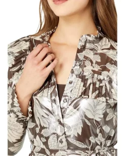 Ted Baker Alyvia Ruffle Detail Mini Shirtdress Dark Brown Outlet