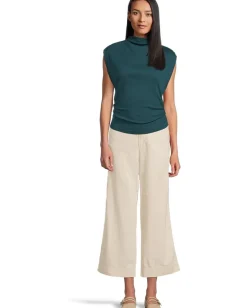 Women Michael Stars Amara Mock Neck Power Shoulder Top