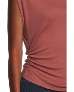 Women Michael Stars Amara Mock Neck Power Shoulder Top