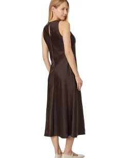 Madewell Ameera Dress - Drapey Satin Dark Carob Hot