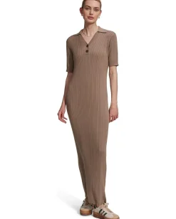 Varley Andrea Pointelle Knit Dress Roasted Cashew Outlet