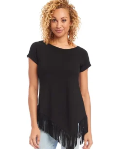 Women Karen Kane Angled Fringe Top