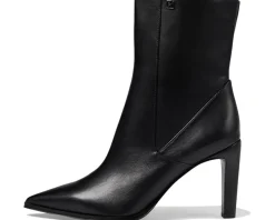 Franco Sarto Appia Pointed Toe Dress Bootie Black Leather New