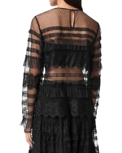 AllSaints Arlea Tulle Top Black Clearance